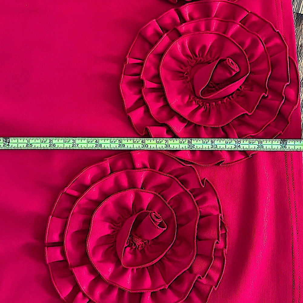 🔴🔥LaEl CoutureSexy &EdgyRed DressHandswonFlowersStretchy FormFitting S:L/M - Picture 8 of 11